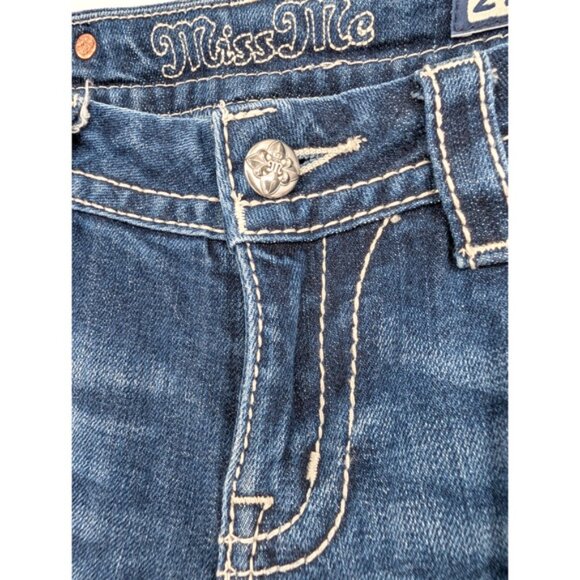 VTG Y2K Miss Me Sequin Vine Pocket Low Rise‎ Boot Cut Distressed Bling Jeans 27 - Picture 6 of 15